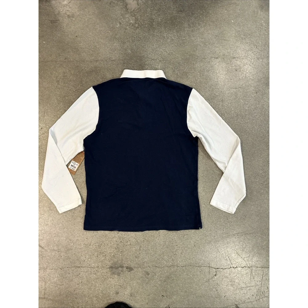 True Religion Polo Shirt Men Tru Navy/White Size XL Rugby Cotton Long Sleeve NWT